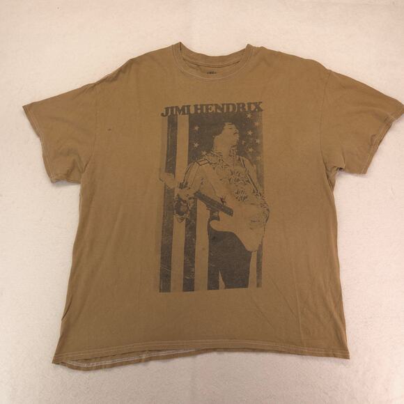 Jimi Hendrix Band Crew Neck Short Sleeve Graphic T Shirt Mens Size XL Brown - Picture 2 of 9